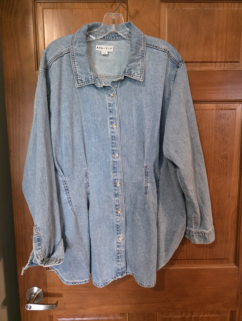 Ava & Viv Light Blue Denim Button-Front Shirt